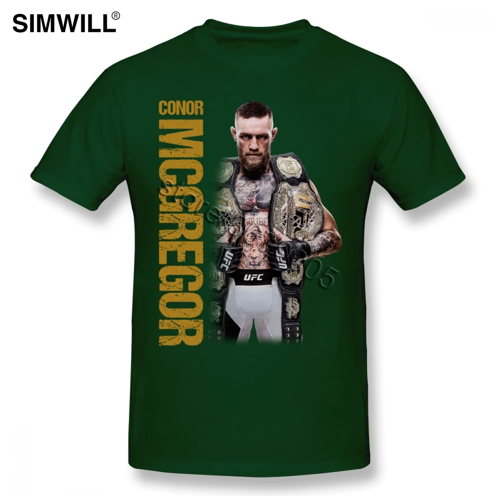Новинка, уникальная Конор футболка с надписью «McGregor», мужские повседневные футболки из чистого хлопка, топ с вырезом лодочкой и коротким рукавом, Футболки ММА, футболки для боев - Цвет: Forest Green
