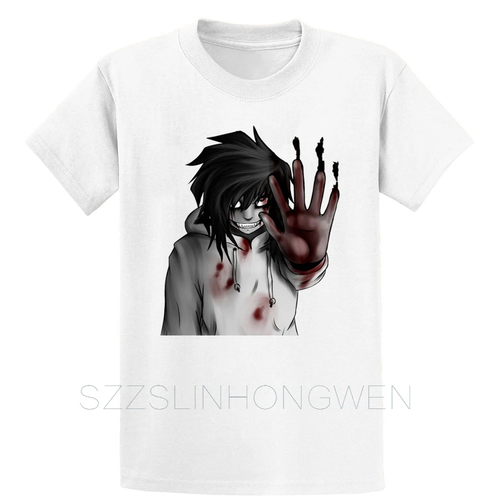 Футболка Jeff The Killer Horror Comical весна-осень, деловой стиль, размер больше, размер Cute Милая хлопковая футболка унисекс с героями мультфильмов