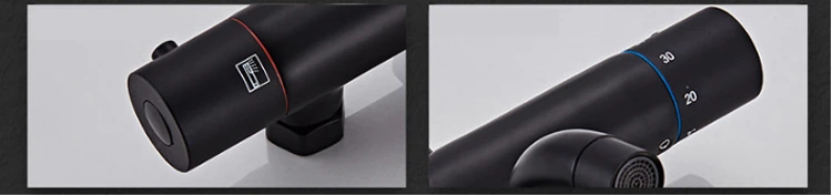 Black Shower Faucets Bathtub Thermostatic cold hot temperature faucets shower system big overhead with bidets shelf