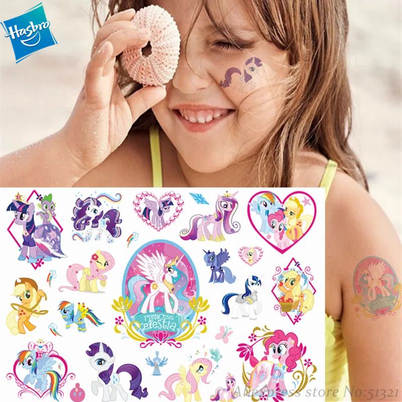 My Little Pony принцесса мультфильм временная татуировка наклейка для девочки мультфильм игрушка Водонепроницаемый День рождения инструмент подарок для девочки
