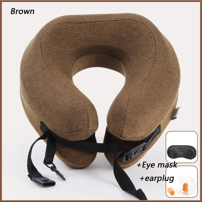 U-shaped Memory Foam Travel Pillow Neck Pillow Soft Head Car Flight Office Rest Support Airplane Travel Headrest Pillow - Цвет: Коричневый