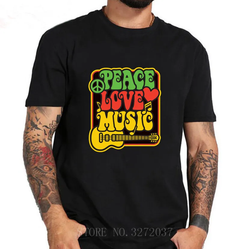Rasta Peace Love Music женская футболка с коротким рукавом Футболка круглым вырезом