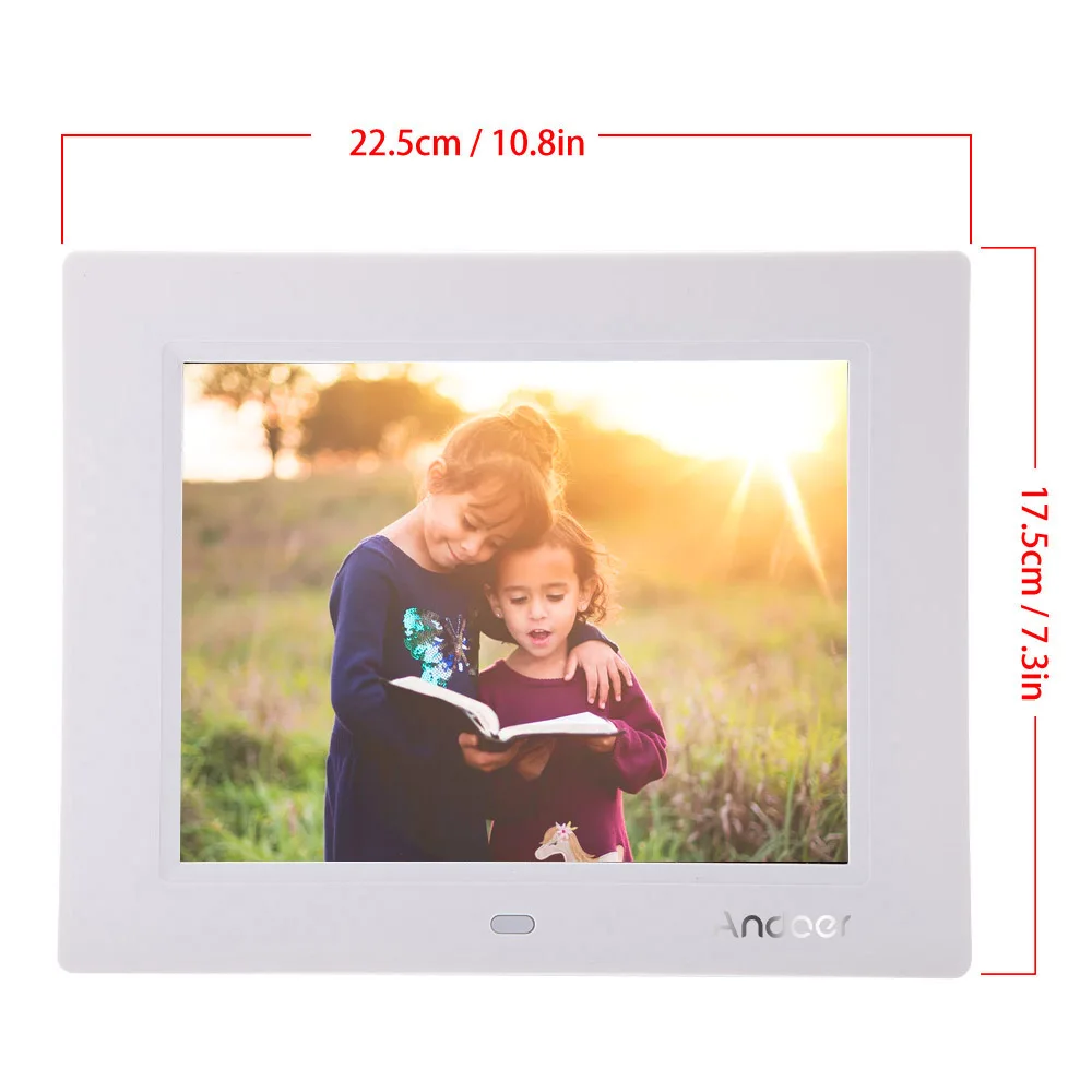 Andoer 8 ''ультратонкий HD TFT-LCD Цифровая фоторамка Будильник MP3 MP4 киноплеер с пультом дистанционного рабочего стола