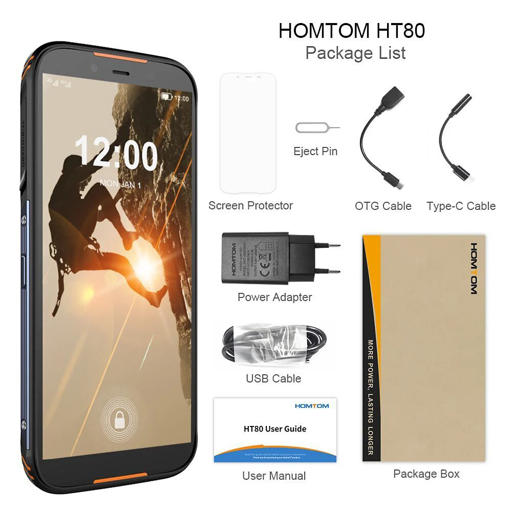 HOMTOM HT80 прочный IP68 водонепроницаемый смартфон 4G LTE Android 10 5,5 дюймов 18:9 13 МП 2+ 16 Гб 4300 мАч NFC Беспроводной зарядки смартфон