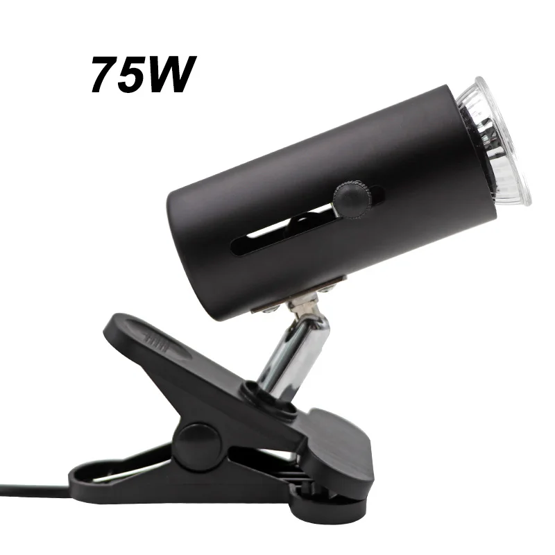 Black holder and 75W Питомец, рептилия тепловая лампа UVA+ UVB 3,0 Комплект с зажимом на керамических лампах держатель UVA нагревательная лампа набор тортозы ящерицы освещение - Цвет: Black holder and 75W