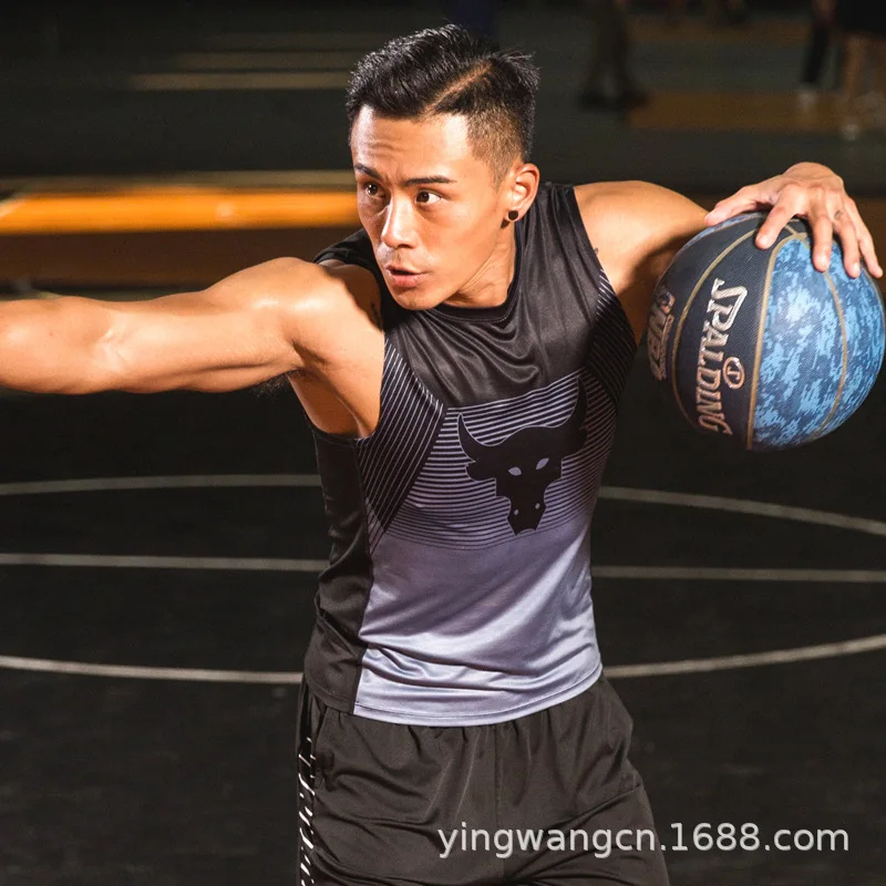 Летняя быстросохнущая Футболка мужская Спортивная с коротким рукавом Топ впитывающий пот дышащий фитнес бег тренировка Быстросохнущий жилет