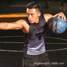 Летняя быстросохнущая Футболка мужская Спортивная с коротким рукавом Топ впитывающий пот дышащий фитнес бег тренировка Быстросохнущий жилет