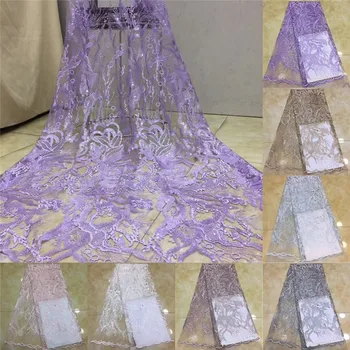 

french lace fabric 2020 high quality african sequins lace fabric pink african lace fabric Nigerian embroidered lace For aso ebi