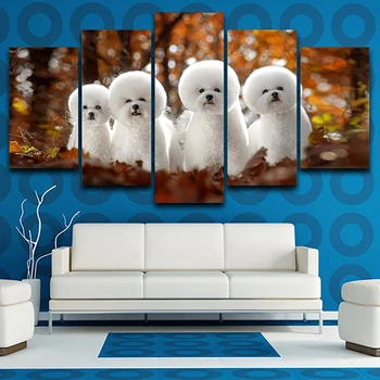 

5D Diy Diamond Painting Cross Stitch full Square Round Diamond Embroidery 5 Panel Super Cute White Dog for kid room Decor N338