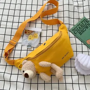 

Women bag multicolor bear messenger chest bag clutch female cartoon canvas handbag cross body bag Fashion high quality KL971