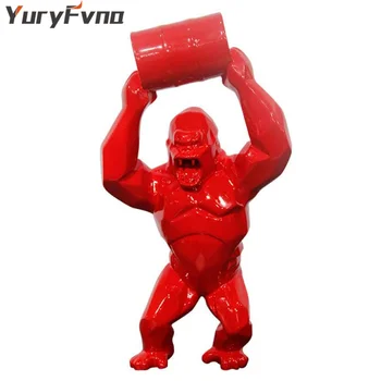 

YuryFvna Creative Resin Sculpture Gorilla Decoration Lift The Bucket Gorilla Figurine Statue Living Room Cabinet Decor Gift