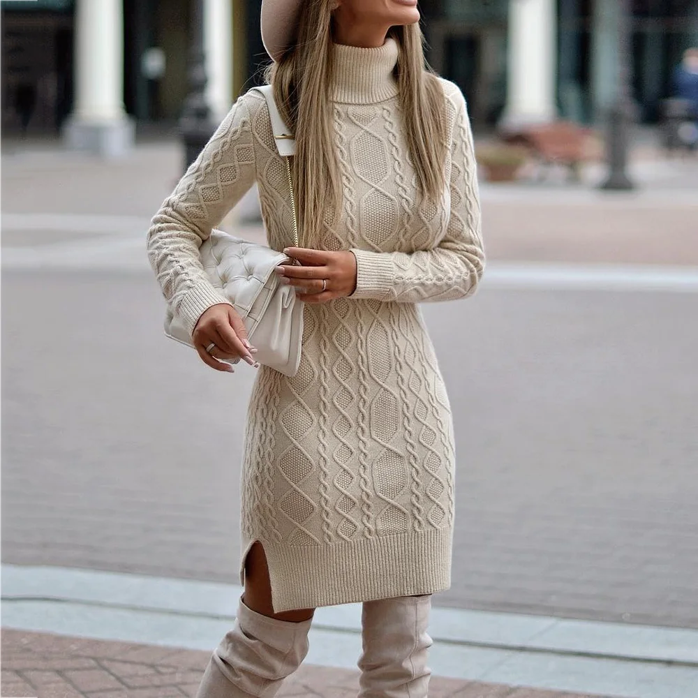 Зимнее теплое вязаное платье, женский свитер, платья с длинным рукавом, минималистичное белое, v-образный вырез, сплошное черное сексуальное облегающее платье размера плюс 4XL для работы