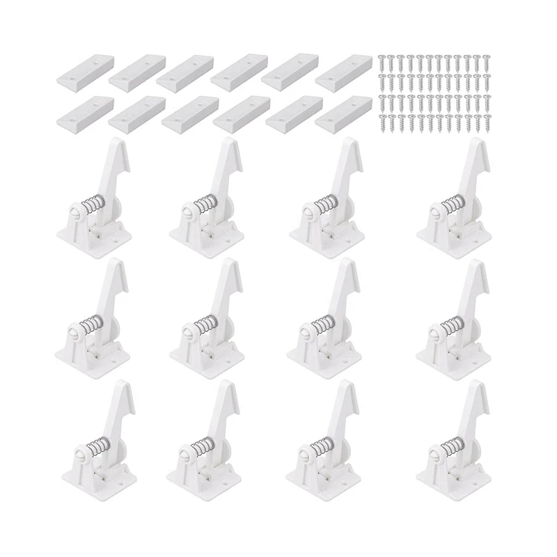 Child Security Cabinet Locks Latches 12 Pack,Kids Baby Proofing Lock Child Proof Drawer Locks Cupboard Hidden Latch 3 M Adhesive
