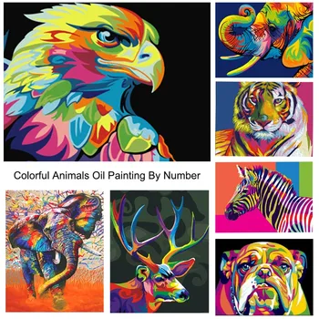 

DIY Art Digital Painting By Numbers Kits Colorful Lions Paint By Number Animals Hand Oil Painting Gift For Children Adults
