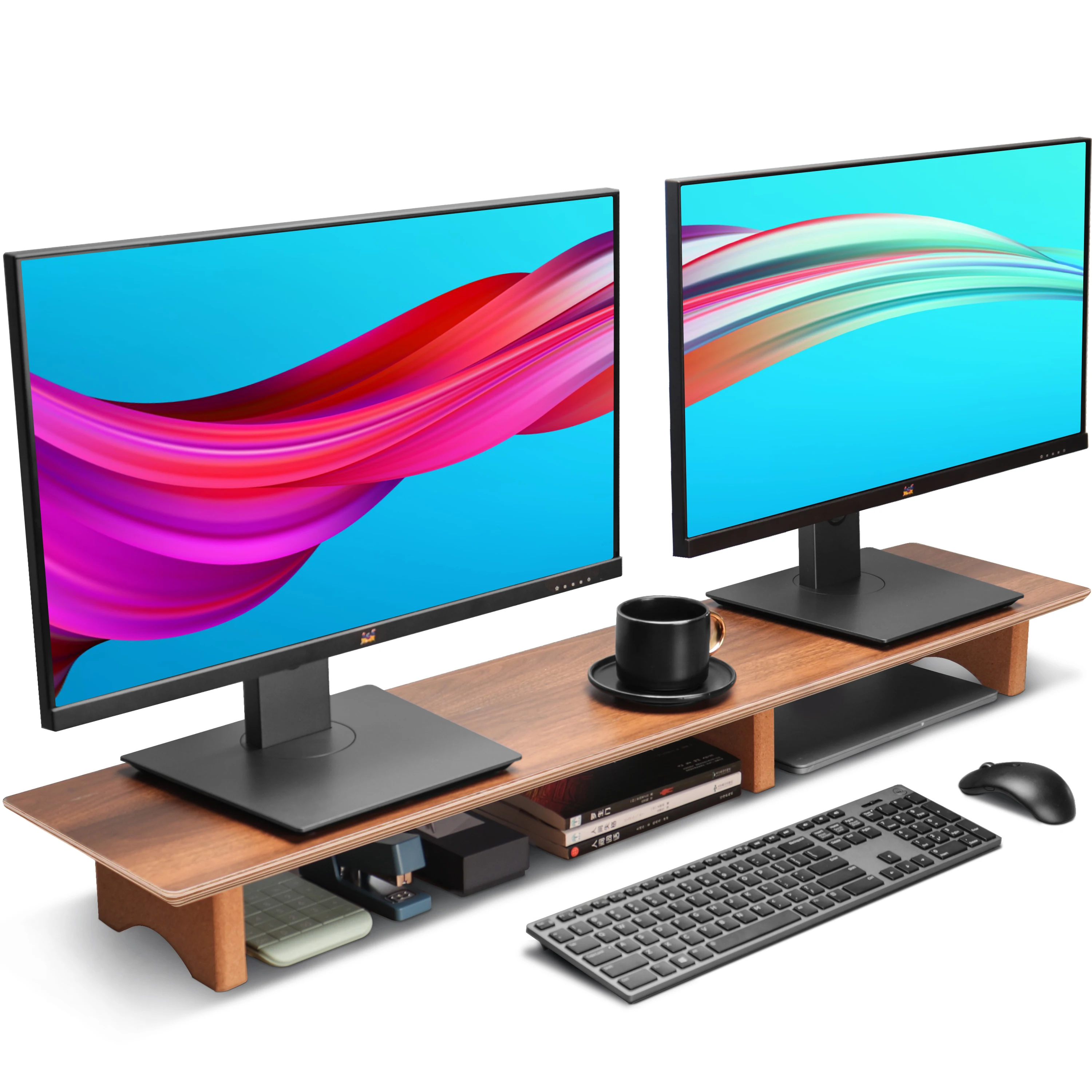 Wooden Desk Monitor Stand Support Bracket Riser Universal Computer Laptop Wood Organizer For PC Macbook Home Office |