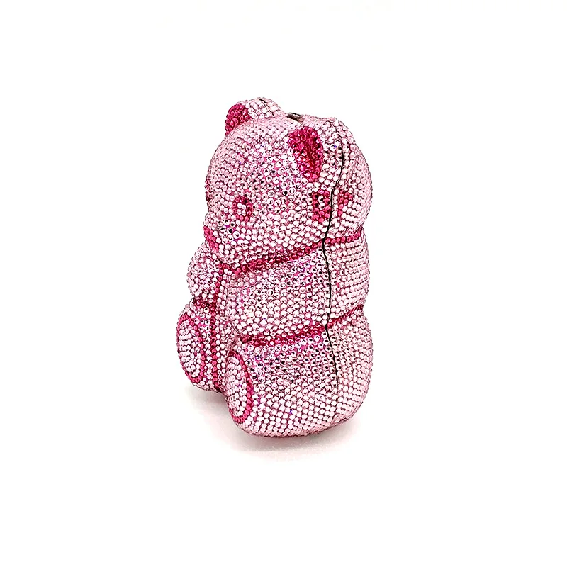 Bridal wedding party women evening party bag animal cute lovely Teddy bear top quality clutches elegant classical crystal purses women evening bag