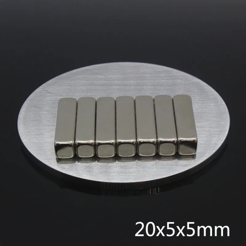 10 шт. 20x5x5 мм N35 Cuboid Permanet супер сильный редкоземельный Магнитный блок мощные неодимовые магниты 20*5*5 мм