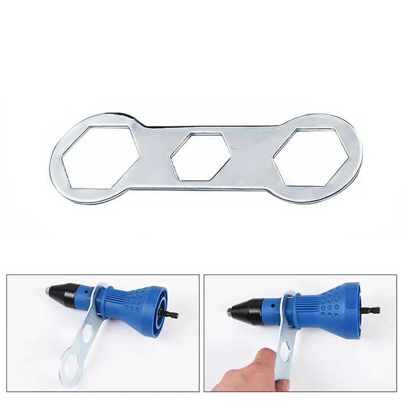 7Pcs/Set Electric Riveter Nut Gun Riveting Tool Cordless Riveting Drill Adaptor Insert Nut Tool with Wrench&Nuts 2.4- 4.8 mm