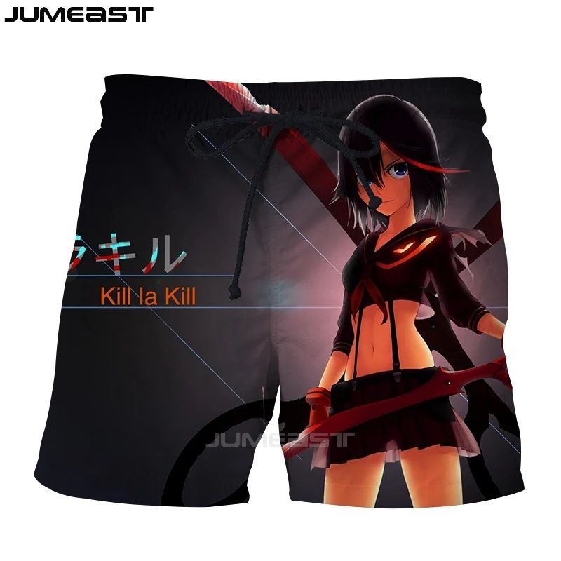 Бренд Jumeast мужские/женские шорты с 3D принтом аниме Kill La Kill, летние быстросохнущие пляжные повседневные спортивные штаны, короткие штаны - Цвет: 02