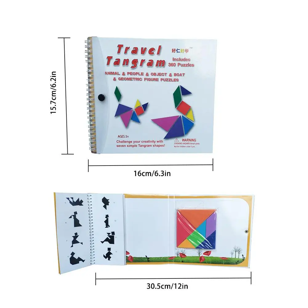 Tangram Игра Головоломка путешествия игры головоломки с решением вопросы красочная книга форма обучающая игрушка для малышей Дети