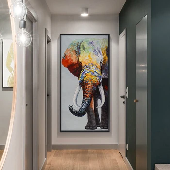 

Wall Art Painting Canvas Poster and Print Animal Picture Animal Prints Poster Oil Elephant for Living Room Home Decor No Frame