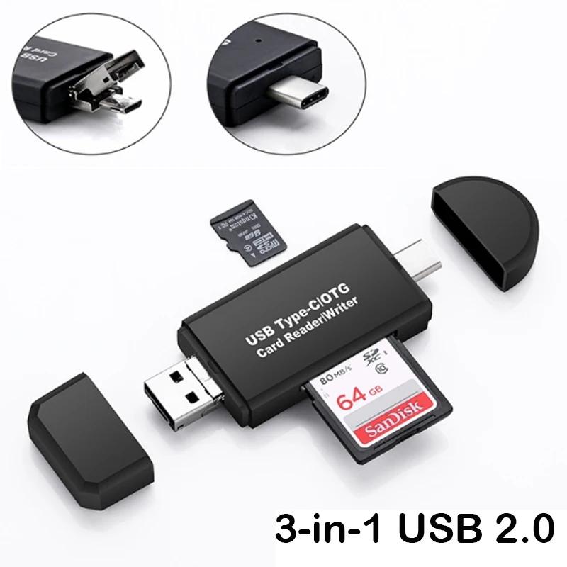 SD Card Reader USB 3.0 OTG Micro USB Type C Card Reader Lector SD Memory Card Reader For Micro SD TF USB Type-C OTG Cardreader