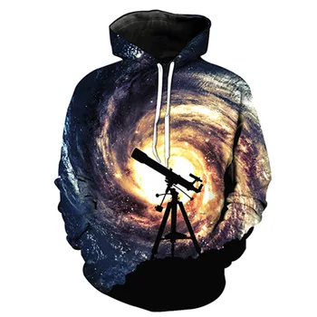 

CNUUIKOOEK Sweatshirts Men's 3D Star Binoculars Printed Hooded Pocket Pullover Hoody Fashion Hooded Men's Hoodies