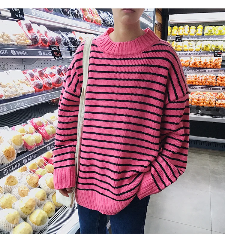 LAPPSTER мужской Корейский модный осенний полосатый свитер мужской s красочный пуловер уличная Свитера Пара черная одежда больших размеров