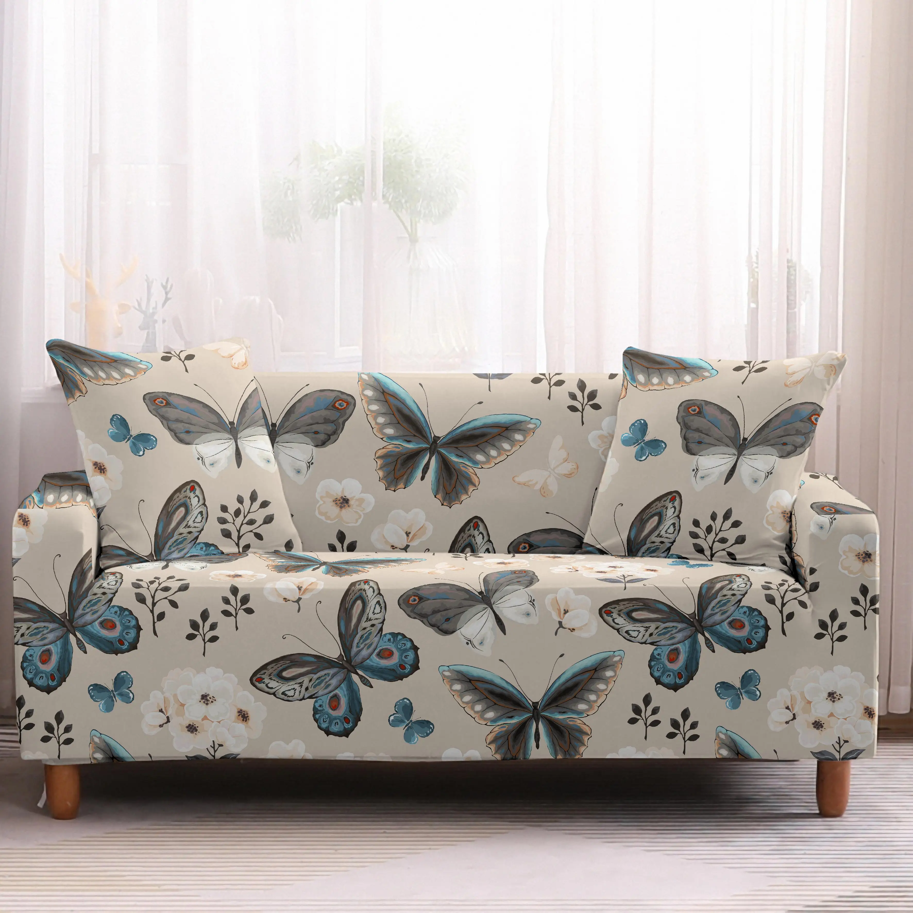 Details about   Plaid Flower Printed Sofa Cover Living Room All-inclusive Elastic Corner cover 