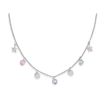 

Silver choker with stars Center, modendas and colored stones