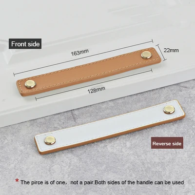 C-2409-gold-128 3 color/ DIY Both sides brass soft leather handle and Knobs for furniture cabinet chest drawer suitcase handle with Screws - Цвет: C-2409-gold-128