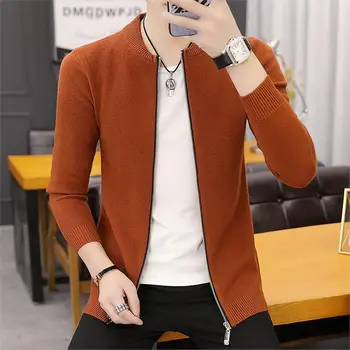 

2019 Autumn Cardigan Sweater Man Solid Color Male Knitting Unlined Upper Garment Loose uomo Coat Chinese Style Striped Gray