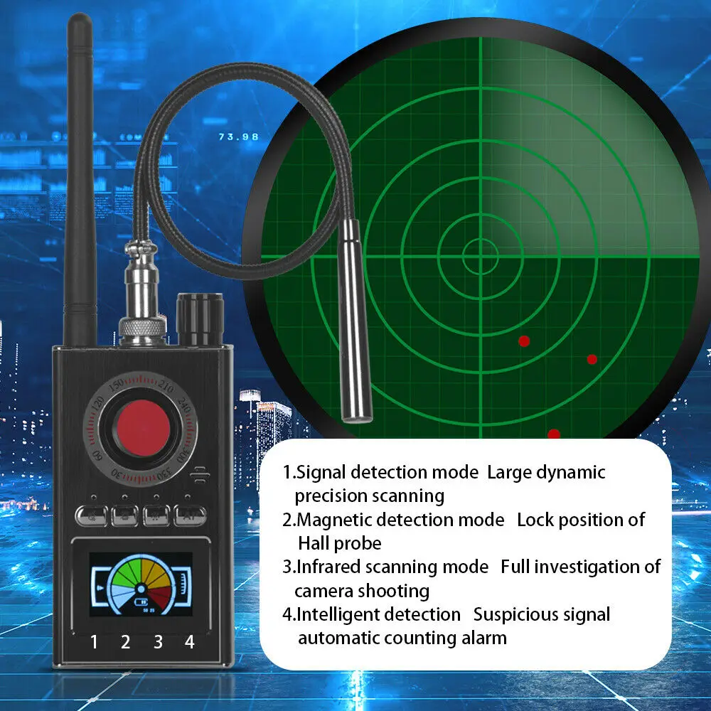K88 Multi-function AI Anti Candid Camera Detector LED display hunter's signal GPS Bug mini Signal lens Detect Wireless gadgets
