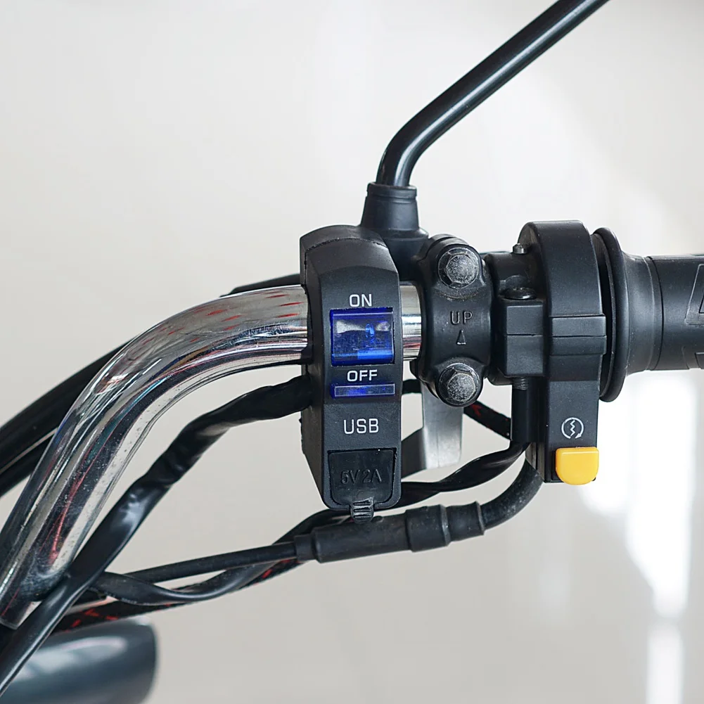 DC 12V LED Indicator Motorcycle Handlebar Mount USB Phone Charger with Switch Motorcyle Accessories Spare Parts