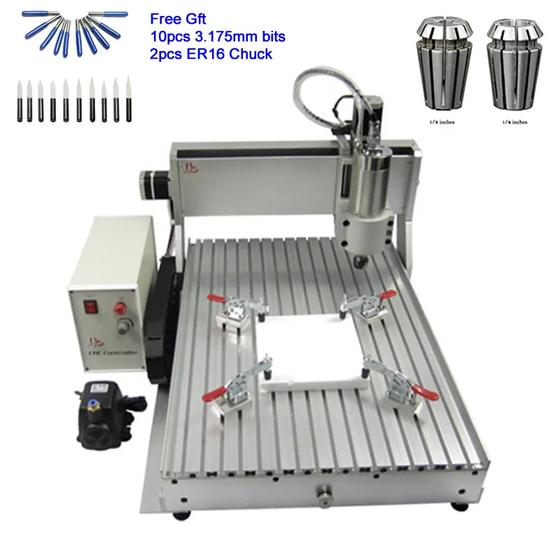 

China 6090 CNC Router Engraver USB 2.2KW Spindle Woodworking Metal Cutting Milling Machine