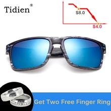 Tidien деревянные солнцезащитные очки зеркальные квадратные винтажные мужские солнечные очки в ретро-стиле