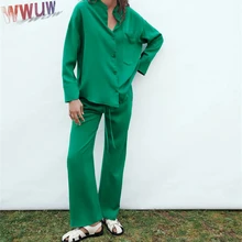 

Spring Fashion Two Piece Set Women Clothes Set Vintage Boho Shirt High Waist Loose Office Ladies Mujer Sets Loung Wear Tracksuit