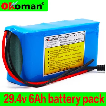 

100% High capacity 24V 6Ah 18650 Battery li-ion battery pack 29.4v 6000mah Electric bicycle moped /Li-ion battery pack BMS