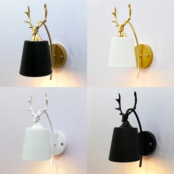 

Nordic Creative Simple Deer Horn Wall Lamps Bedroom Bedside Lamp Living Room Background Wall Corridor Porch Balcony Wall Lights