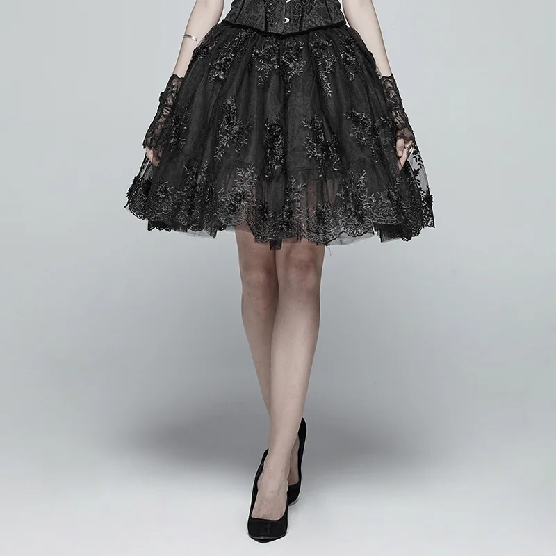 PUNK RAVE Vrouwen Gorgeous Lolita Half Rok Driedimensionale Mesh Elastische Tailleband Feestavond Diner Vrouwen Rok PUNK RAVE Vrouwen Gorgeous Lolita Half Rok Driedimensionale Mesh Elastische Tailleband Feestavond Diner Vrouwen Rok