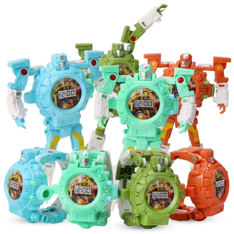 

Children Cool Transformation Projection Watch Cartoon Transformation Toy Jingang Robot Shining Electronic Watch