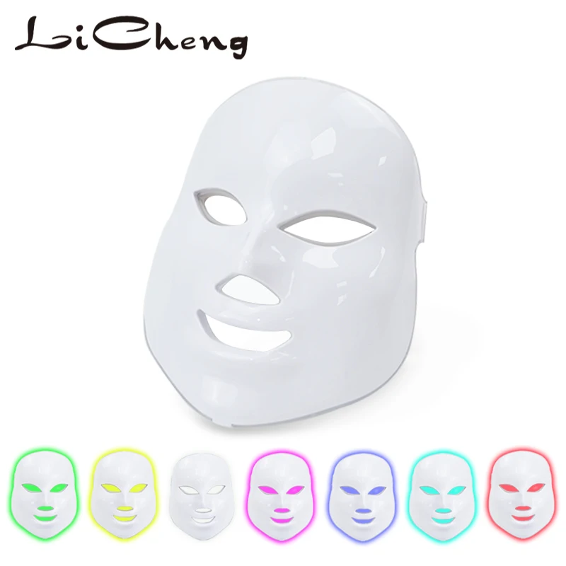 Licheng, 7 цветов, светодиодная маска, фотон, корейский уход за кожей, фототерапия, уход за лицом, красота, анти отбеливание акне, удаление морщин