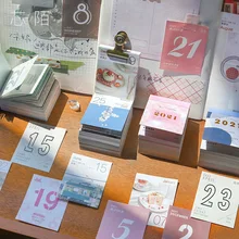 Mini Calendario de escritorio de 2021 días, Material de papel, imágenes de estilo Ins, notas de escritorio, Material creativo para escuela y oficina, 365