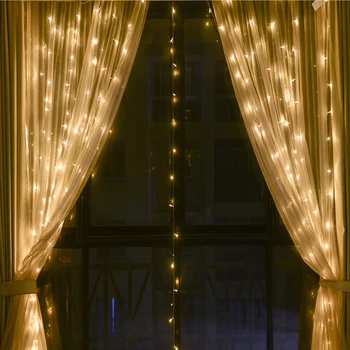 

New Year 3M x 3M Garland LED Curtain Icicle String Light Outdoor 8 Modes Fairy For Christmas Holiday Wedding Home Party