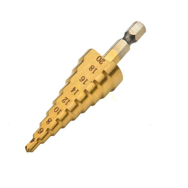 3-12mm 4-12mm 4-20mm HSS Straight Groove Hexagonal Step Drill Bit Set Titanium Coated Wood Metal Hole Cutter Core Drill Bit Set