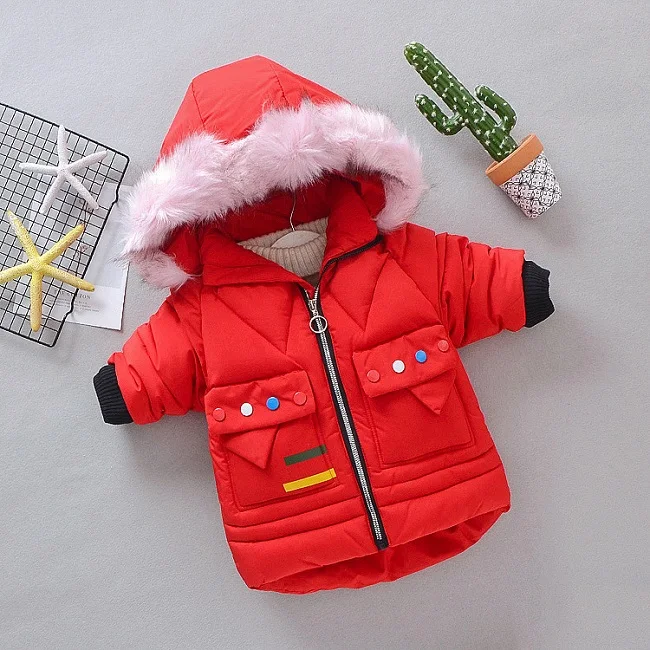 Новинка года, зимняя детская одежда из хлопка для девочек 2-6 лет Детское плотное теплое хлопковое пальто с буквами - Цвет: as picture