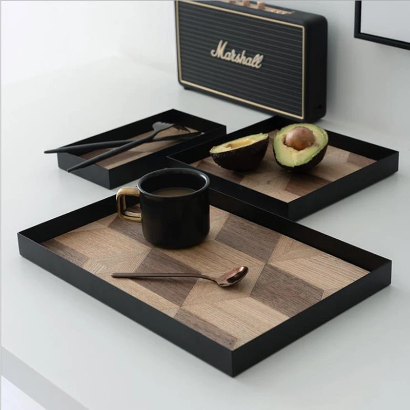 Details about   Nordic Jewelry Tray Living Room Table Meal Ring Trays with Handle  LtjY 