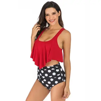 

2020 New Sexy Women Bikini Set Mujer Ruffle Floral Printed Swimsuit Push Up High Waist Bikini Biquinis Brazilian Swimwear Summer
