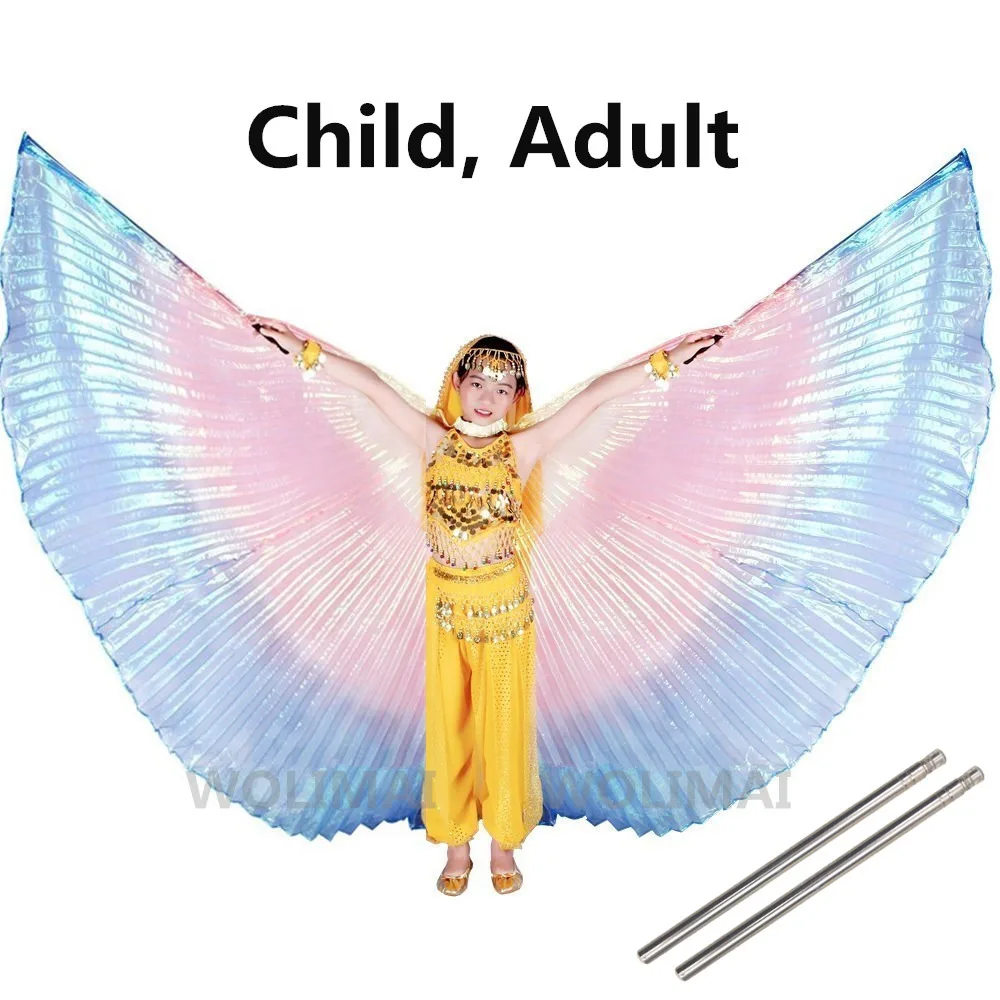 Belly Dance Wings Children Adult Bellydance Costumes Oriental Design Colorful Dancing Wings for Kids Girls Women with Sticks