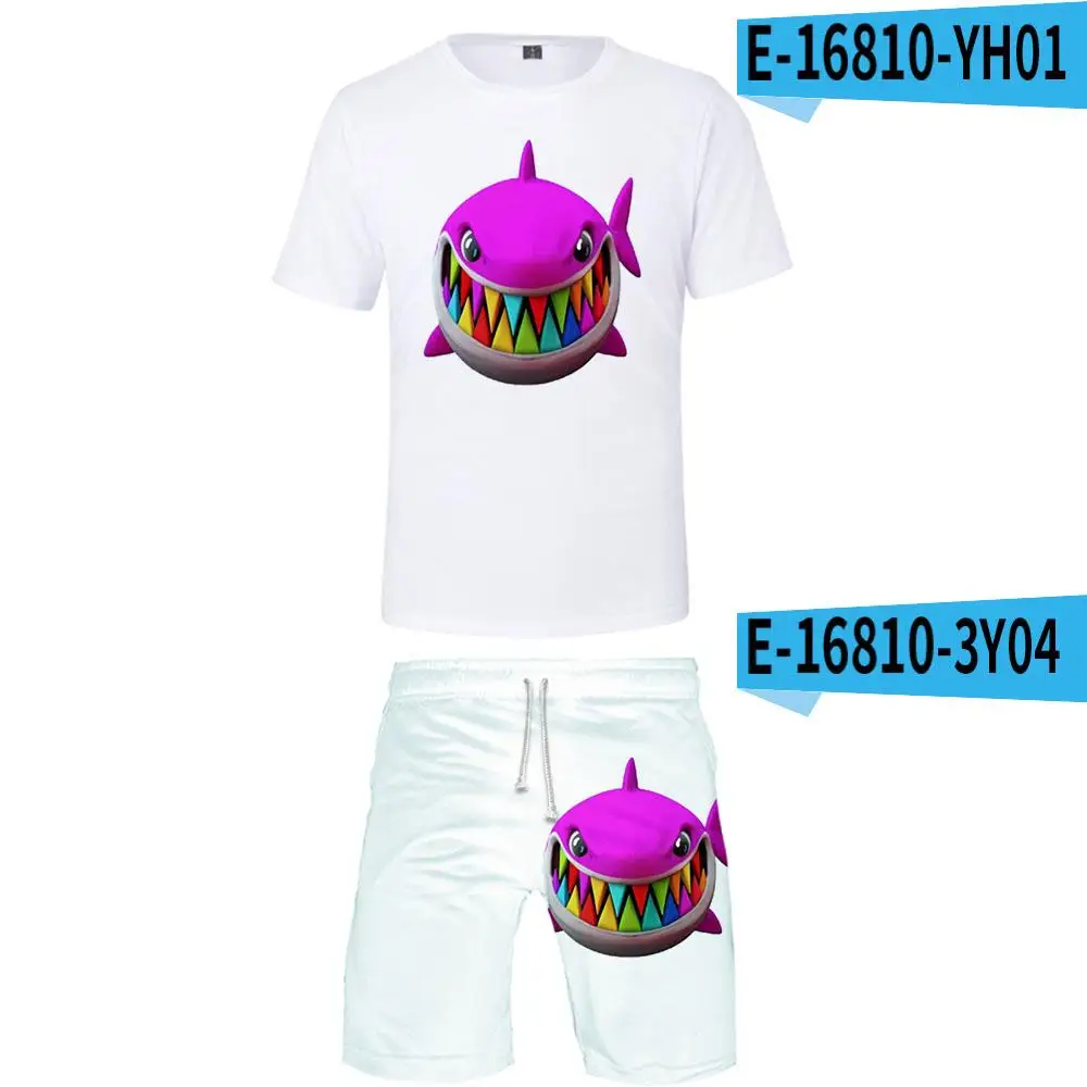 Logo Little Shark 6IX9INE GOOBA 3D Shorts Sets O-neck+shorts Style Sets Rainbow Hip Pop Fashion Men's Casual Hip Hop Summer jogging suits for men Men's Sets